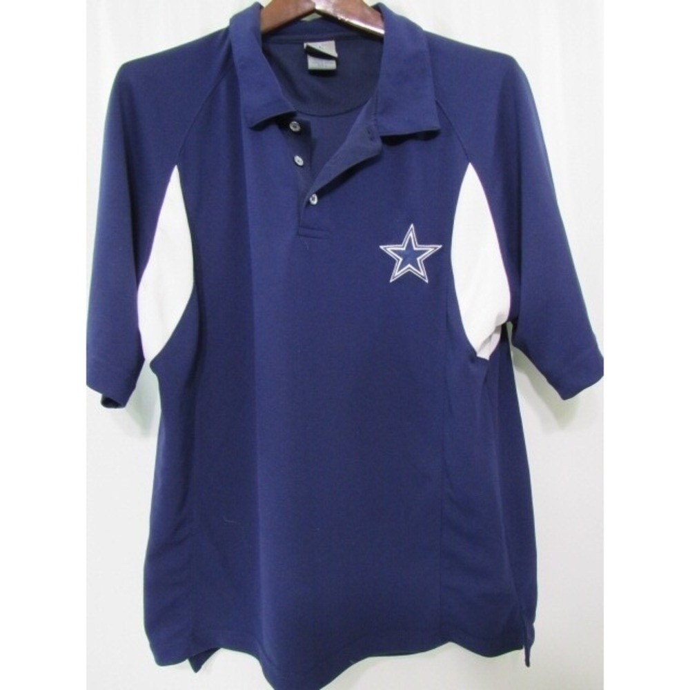 Dallas Cowboys Sz L Polyester Stretch Polo Shirt Men's Short Sleeve NFL Adult